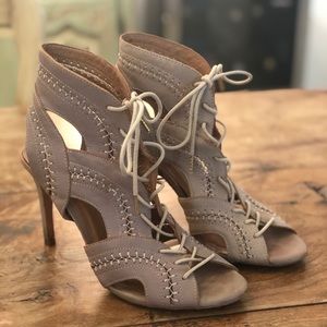 Joie Laser Cut Lace Up Heels. Size 38 1/2